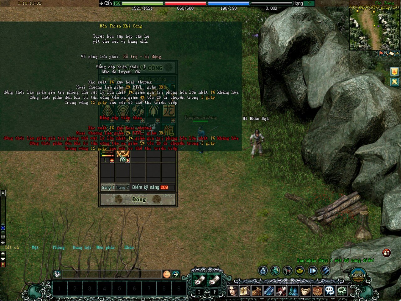 Cách tăng điểm tiềm năng và kỹ năng Cái Bang 2026: Chưởng Pháp & Bổng Pháp